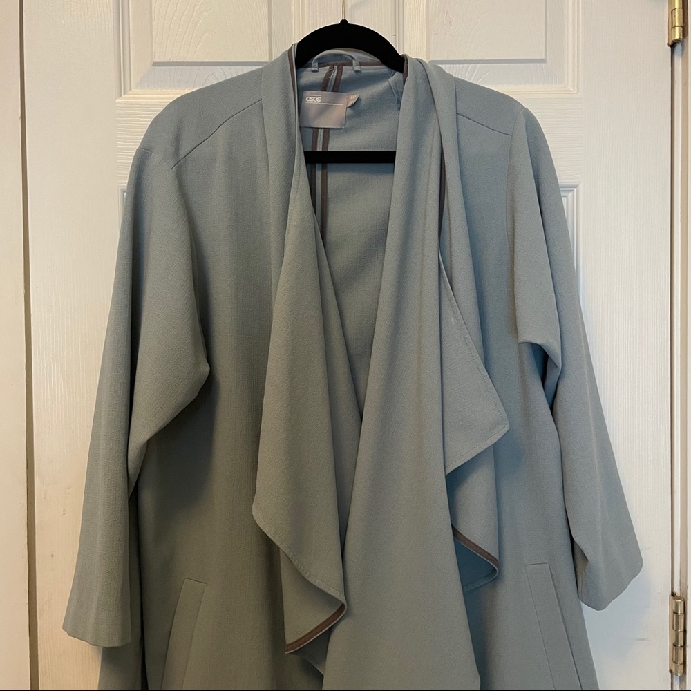 ASOS Grey Blue Shawl Coat EUC